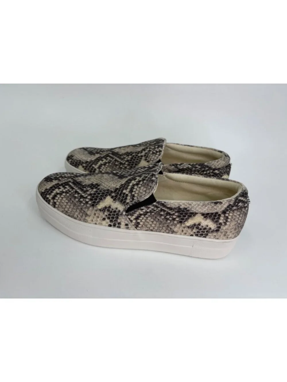 Steve Madden Gills Natural Textile Snake Slip-On Sneakers 9.5 M Taupe Gray